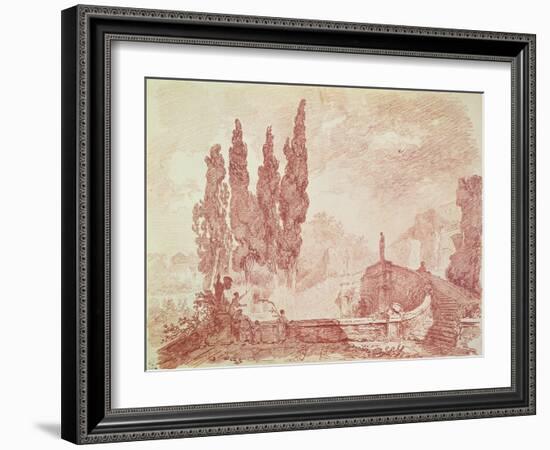 Staircase in the Gardens of the Villa D'Este, Tivoli-Jean-Honoré Fragonard-Framed Giclee Print