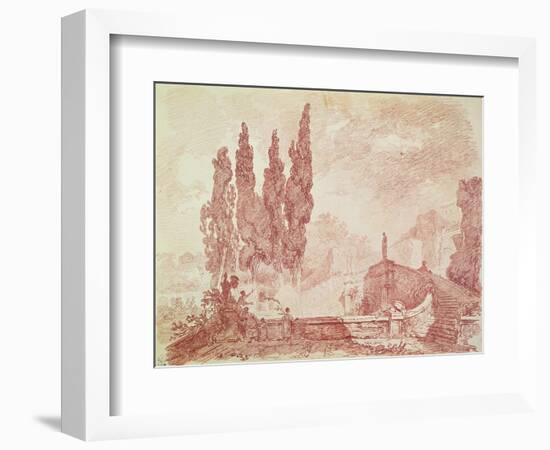 Staircase in the Gardens of the Villa D'Este, Tivoli-Jean-Honoré Fragonard-Framed Giclee Print