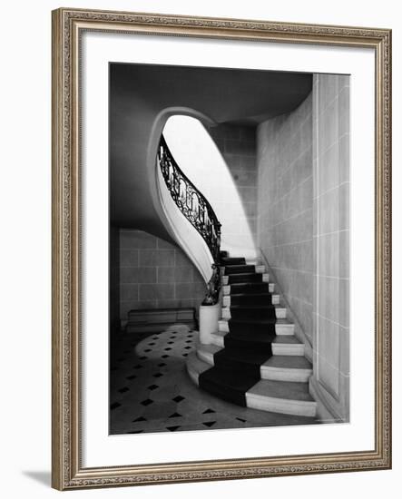 Staircase Inside Mansion Named Carolands, Built by Mrs. Harriet Pullman Carolan Schermerhorn-Nat Farbman-Framed Photographic Print