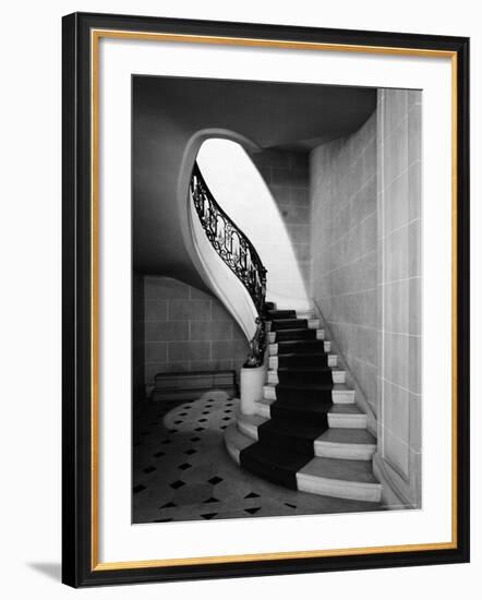 Staircase Inside Mansion Named Carolands, Built by Mrs. Harriet Pullman Carolan Schermerhorn-Nat Farbman-Framed Photographic Print