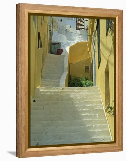 Staircases Between Houses, Yialos, Symi, Dodecanese Islands, Greek Islands, Greece, Europe-Amanda Hall-Framed Premier Image Canvas