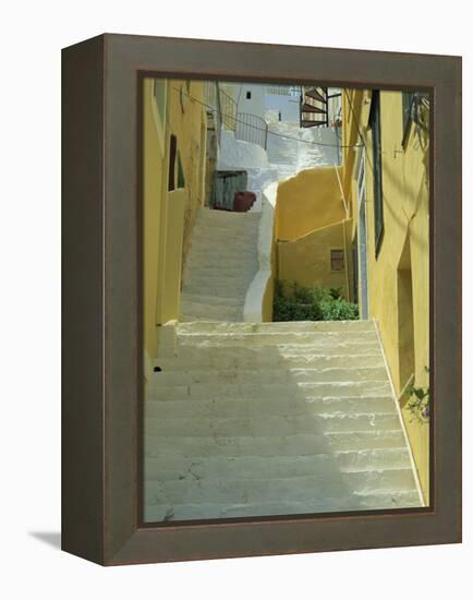 Staircases Between Houses, Yialos, Symi, Dodecanese Islands, Greek Islands, Greece, Europe-Amanda Hall-Framed Premier Image Canvas