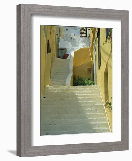 Staircases Between Houses, Yialos, Symi, Dodecanese Islands, Greek Islands, Greece, Europe-Amanda Hall-Framed Photographic Print