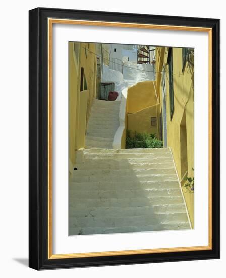 Staircases Between Houses, Yialos, Symi, Dodecanese Islands, Greek Islands, Greece, Europe-Amanda Hall-Framed Photographic Print