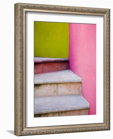 Stairs and Colorful Walls, San Miguel, Guanajuato State, Mexico-Julie Eggers-Framed Photographic Print