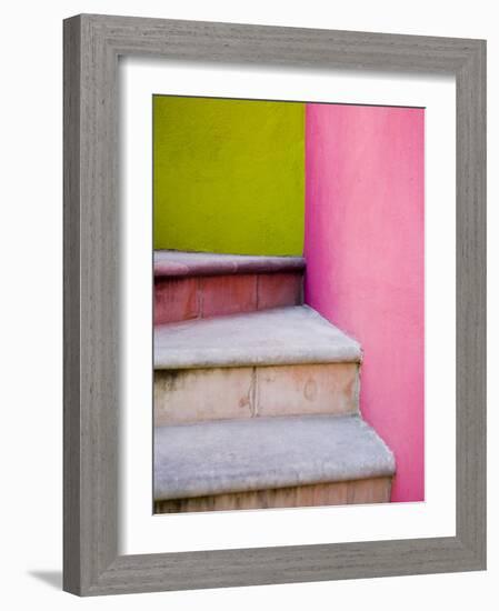 Stairs and Colorful Walls, San Miguel, Guanajuato State, Mexico-Julie Eggers-Framed Photographic Print