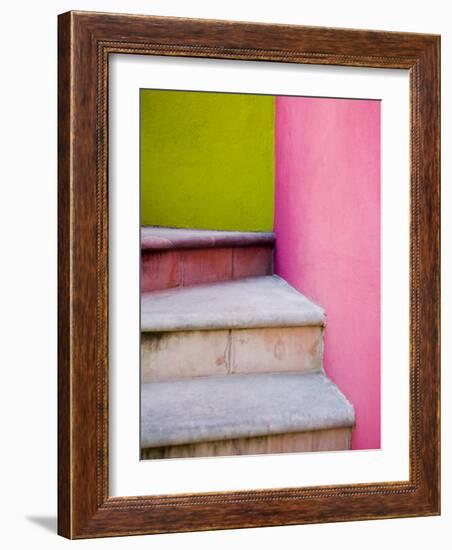 Stairs and Colorful Walls, San Miguel, Guanajuato State, Mexico-Julie Eggers-Framed Photographic Print