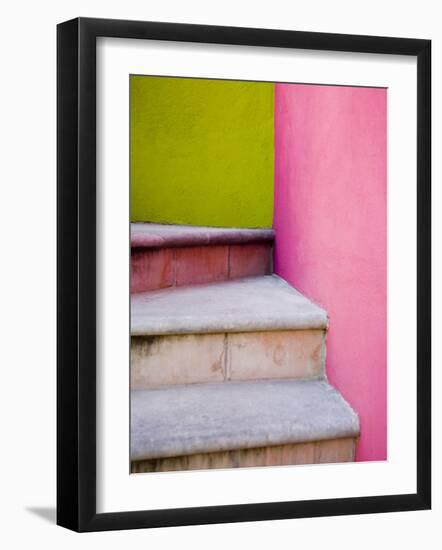 Stairs and Colorful Walls, San Miguel, Guanajuato State, Mexico-Julie Eggers-Framed Photographic Print