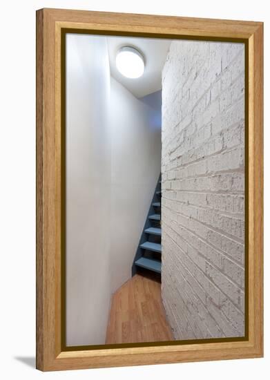 Stairs and Hallway with Porthole Window-Nigel Rigden-Framed Stretched Canvas