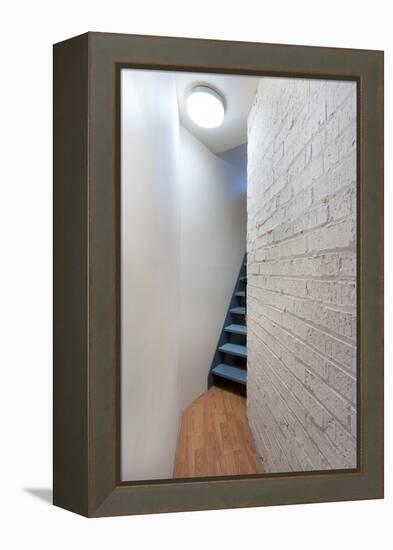 Stairs and Hallway with Porthole Window-Nigel Rigden-Framed Stretched Canvas