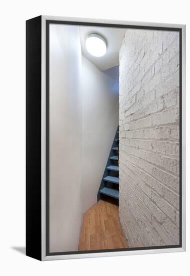 Stairs and Hallway with Porthole Window-Nigel Rigden-Framed Stretched Canvas