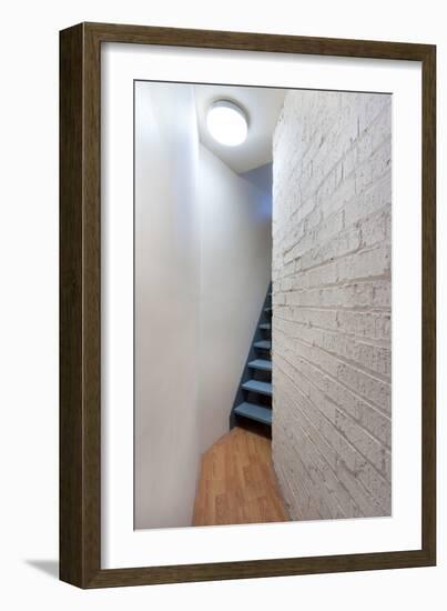 Stairs and Hallway with Porthole Window-Nigel Rigden-Framed Photo