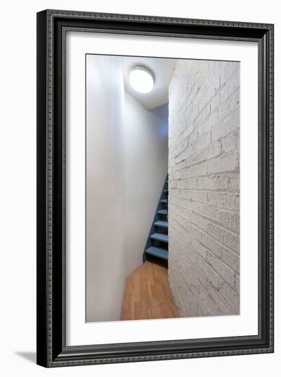 Stairs and Hallway with Porthole Window-Nigel Rigden-Framed Photo