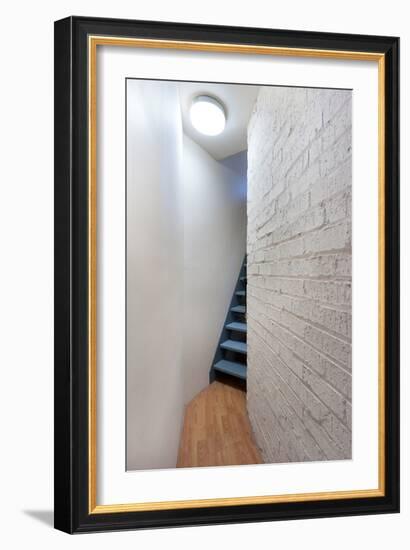 Stairs and Hallway with Porthole Window-Nigel Rigden-Framed Photo