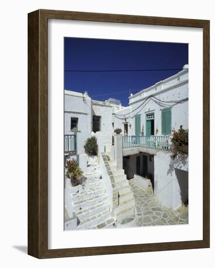 Stairs, Houses and Decorations of Chora, Cyclades Islands, Greece-Michele Molinari-Framed Photographic Print