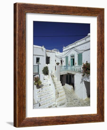 Stairs, Houses and Decorations of Chora, Cyclades Islands, Greece-Michele Molinari-Framed Photographic Print