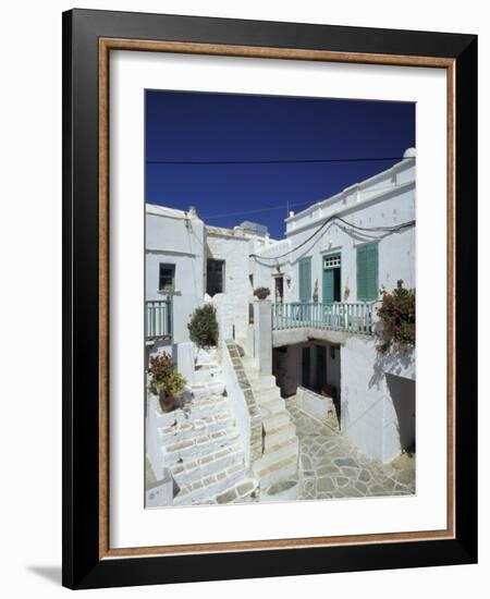 Stairs, Houses and Decorations of Chora, Cyclades Islands, Greece-Michele Molinari-Framed Photographic Print