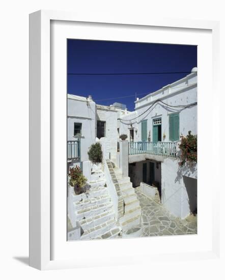 Stairs, Houses and Decorations of Chora, Cyclades Islands, Greece-Michele Molinari-Framed Photographic Print