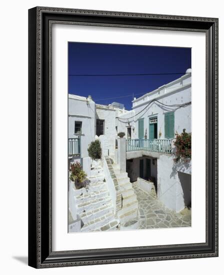 Stairs, Houses and Decorations of Chora, Cyclades Islands, Greece-Michele Molinari-Framed Photographic Print