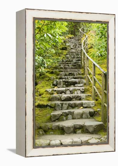 Stairs in Japanese Garden, Portland, Oregon, USA-Panoramic Images-Framed Premier Image Canvas