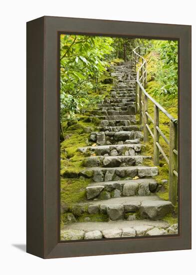 Stairs in Japanese Garden, Portland, Oregon, USA-Panoramic Images-Framed Premier Image Canvas