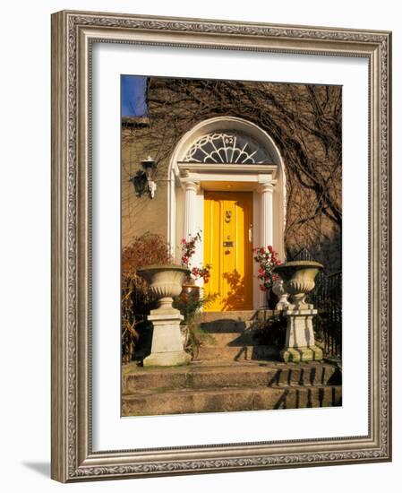 Stairs Leading to Bright Yellow Door, Dublin, Ireland-Tom Haseltine-Framed Photographic Print