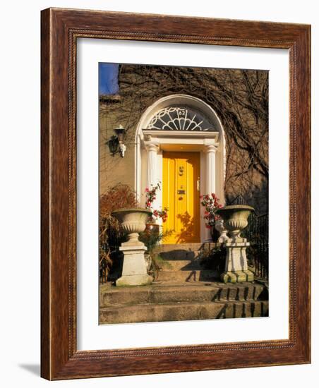 Stairs Leading to Bright Yellow Door, Dublin, Ireland-Tom Haseltine-Framed Photographic Print