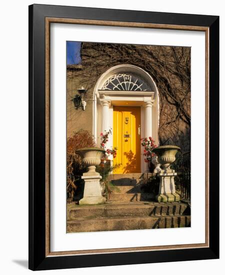 Stairs Leading to Bright Yellow Door, Dublin, Ireland-Tom Haseltine-Framed Photographic Print