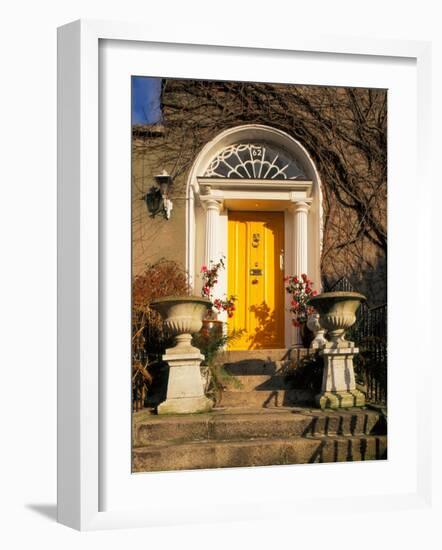 Stairs Leading to Bright Yellow Door, Dublin, Ireland-Tom Haseltine-Framed Photographic Print