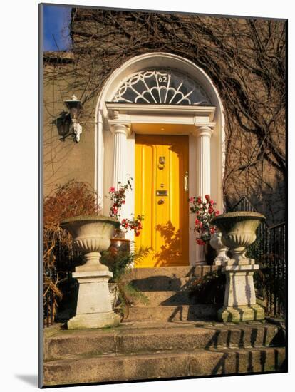 Stairs Leading to Bright Yellow Door, Dublin, Ireland-Tom Haseltine-Mounted Photographic Print