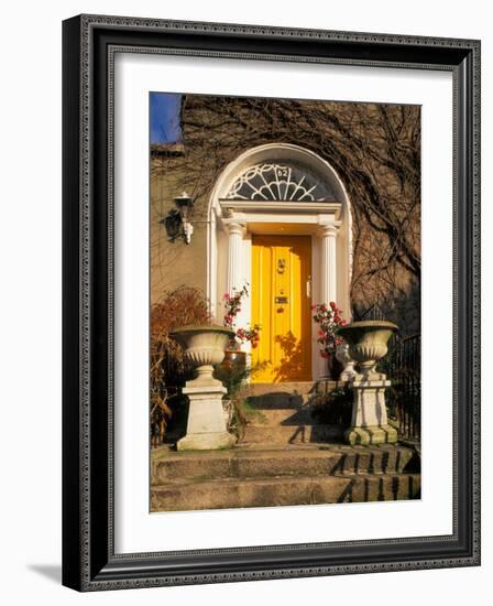 Stairs Leading to Bright Yellow Door, Dublin, Ireland-Tom Haseltine-Framed Photographic Print