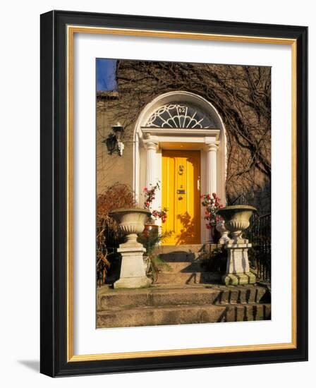 Stairs Leading to Bright Yellow Door, Dublin, Ireland-Tom Haseltine-Framed Photographic Print