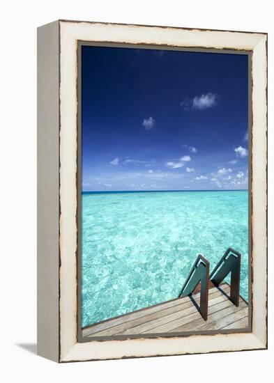 Stairs to the Ocean, Maldives, Indian Ocean-Sakis Papadopoulos-Framed Premier Image Canvas