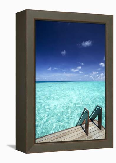 Stairs to the Ocean, Maldives, Indian Ocean-Sakis Papadopoulos-Framed Premier Image Canvas