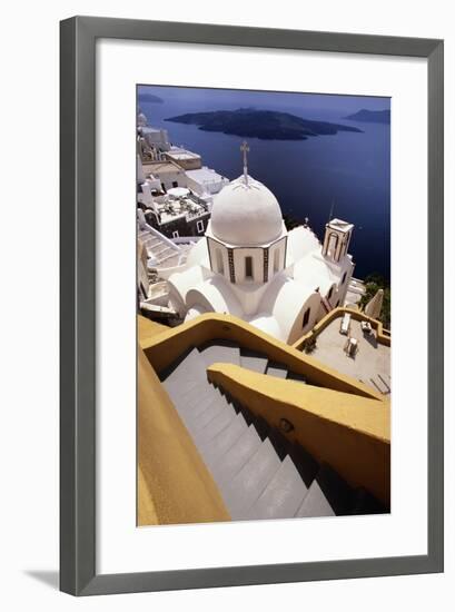 Stairway and Whitewashed Church-Jon Hicks-Framed Photographic Print