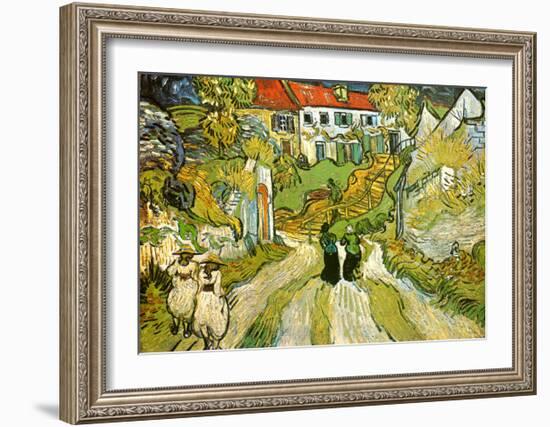 Stairway at Auvers-Vincent van Gogh-Framed Art Print