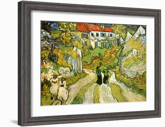 Stairway at Auvers-Vincent van Gogh-Framed Art Print