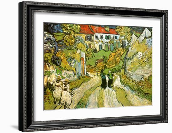 Stairway at Auvers-Vincent van Gogh-Framed Art Print