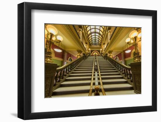 Stairway in the rotunda of the State Capitol Building in Helena, Montana, USA-Chuck Haney-Framed Photographic Print
