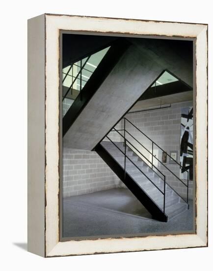 Stairway in Unidentified Building Designed by Mies Van Der Rohe. Chicago, Illinois 1956-Frank Scherschel-Framed Premier Image Canvas