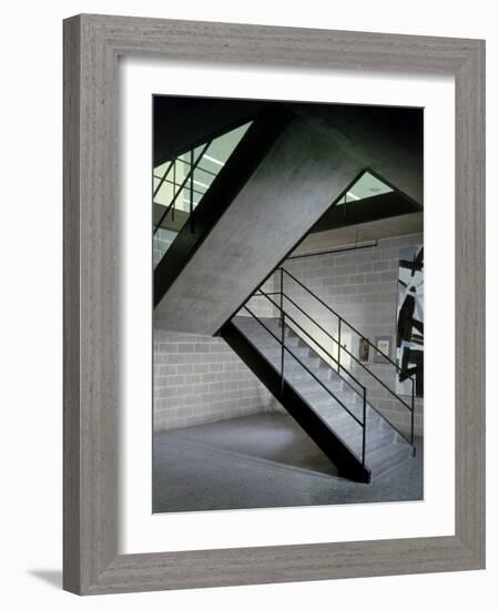 Stairway in Unidentified Building Designed by Mies Van Der Rohe. Chicago, Illinois 1956-Frank Scherschel-Framed Photographic Print