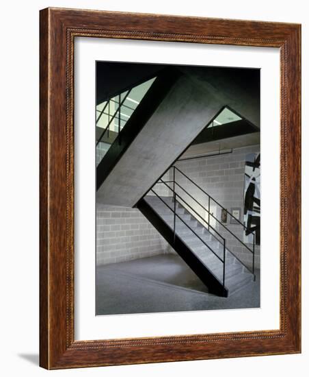 Stairway in Unidentified Building Designed by Mies Van Der Rohe. Chicago, Illinois 1956-Frank Scherschel-Framed Photographic Print