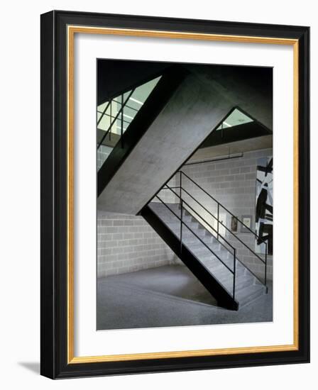 Stairway in Unidentified Building Designed by Mies Van Der Rohe. Chicago, Illinois 1956-Frank Scherschel-Framed Photographic Print