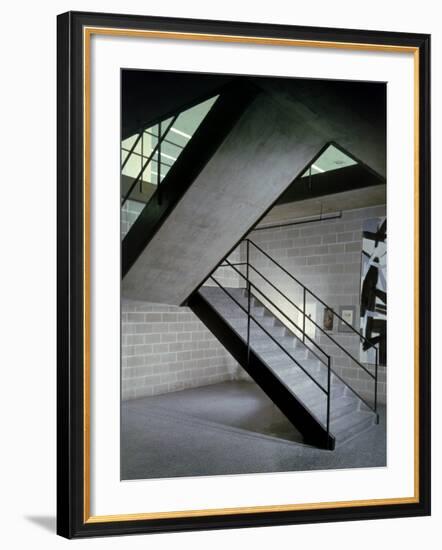 Stairway in Unidentified Building Designed by Mies Van Der Rohe. Chicago, Illinois 1956-Frank Scherschel-Framed Photographic Print