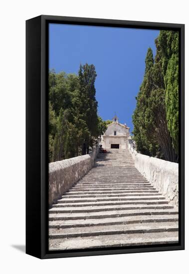 Stairway to Calvary with Chapel, Pollenca, Majorca (Mallorca)-Markus Lange-Framed Premier Image Canvas