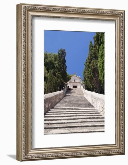 Stairway to Calvary with Chapel, Pollenca, Majorca (Mallorca)-Markus Lange-Framed Photographic Print