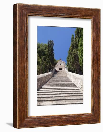 Stairway to Calvary with Chapel, Pollenca, Majorca (Mallorca)-Markus Lange-Framed Photographic Print