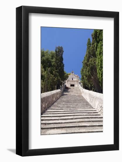 Stairway to Calvary with Chapel, Pollenca, Majorca (Mallorca)-Markus Lange-Framed Photographic Print