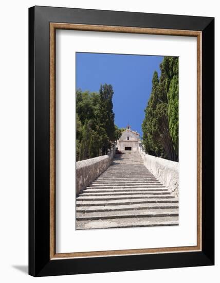 Stairway to Calvary with Chapel, Pollenca, Majorca (Mallorca)-Markus Lange-Framed Photographic Print