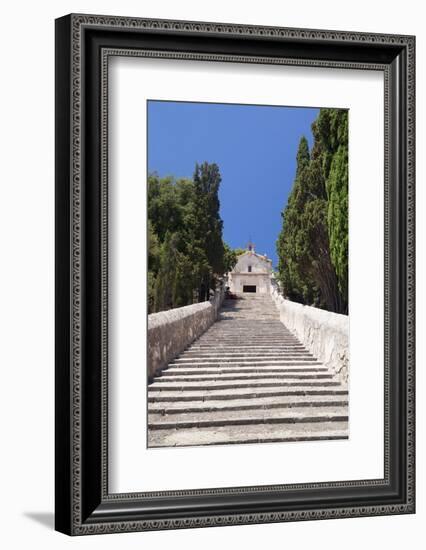 Stairway to Calvary with Chapel, Pollenca, Majorca (Mallorca)-Markus Lange-Framed Photographic Print